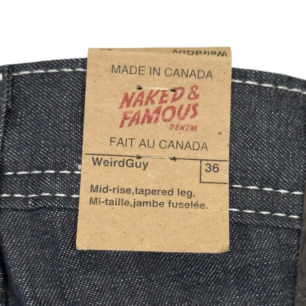 Naked & Famous NEW Mens 36 Weird Guy Japanese Selvedge Blue Jay Button Fly Jeans